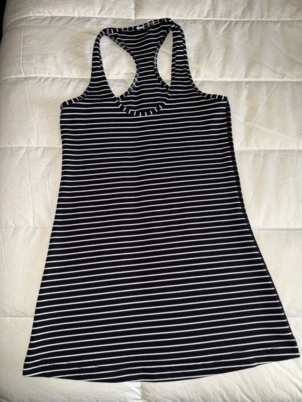lululemon athletica Black and White Striped Racerback Tank
